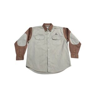 Remington Outdoor Clothing Men's Long Sleeve Button Down Shirt Khaki Brown XL